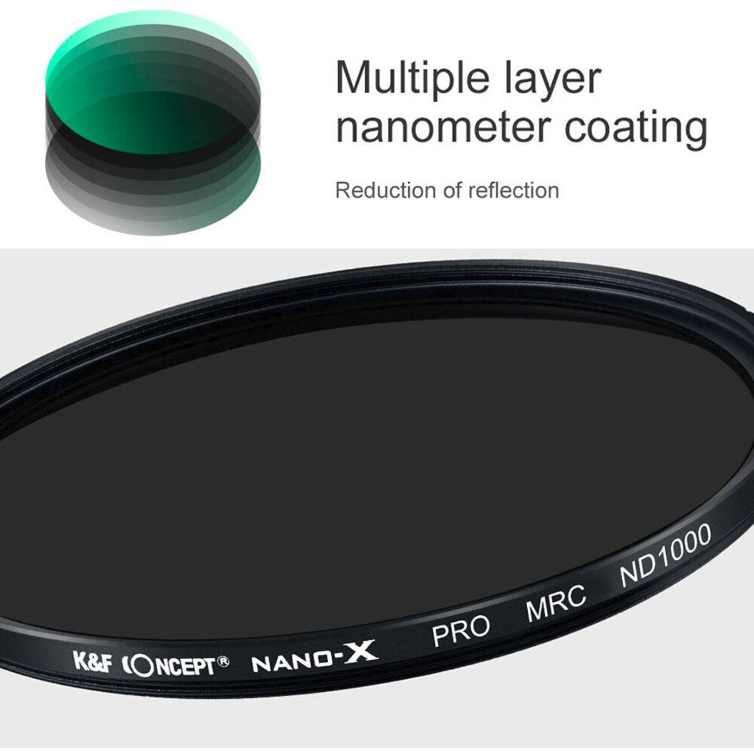 K&F Concept 95mm Nano-X Fixed ND1000 Filter, HD, Waterproof, Anti Scratch, Green Coated KF01.1369 - 4
