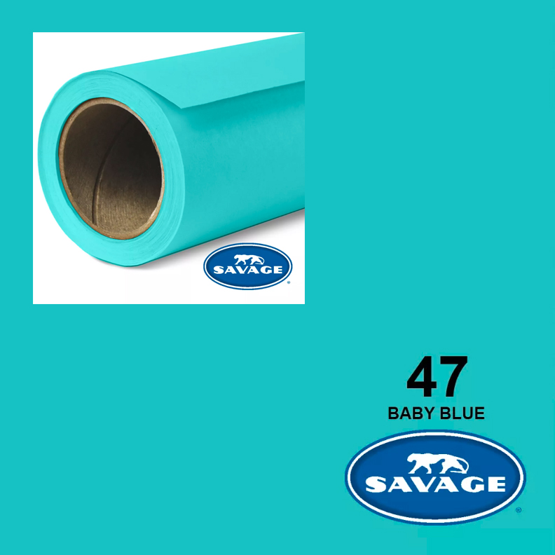 Savage Baby Blue 47 1.35x11m papirna pozadina, Made in USA - 1