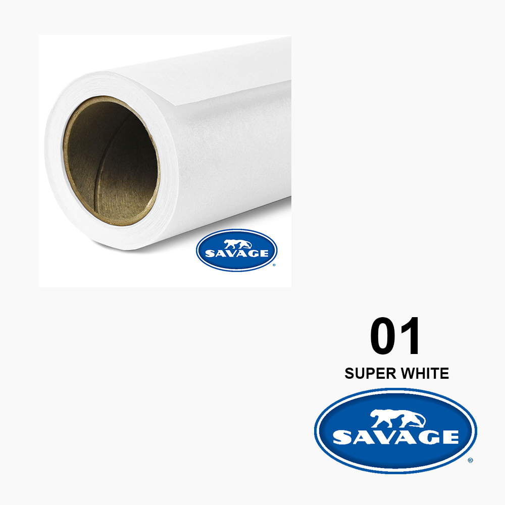 Savage Super White 01 1.35x11m papirna pozadina, Made in USA - 1